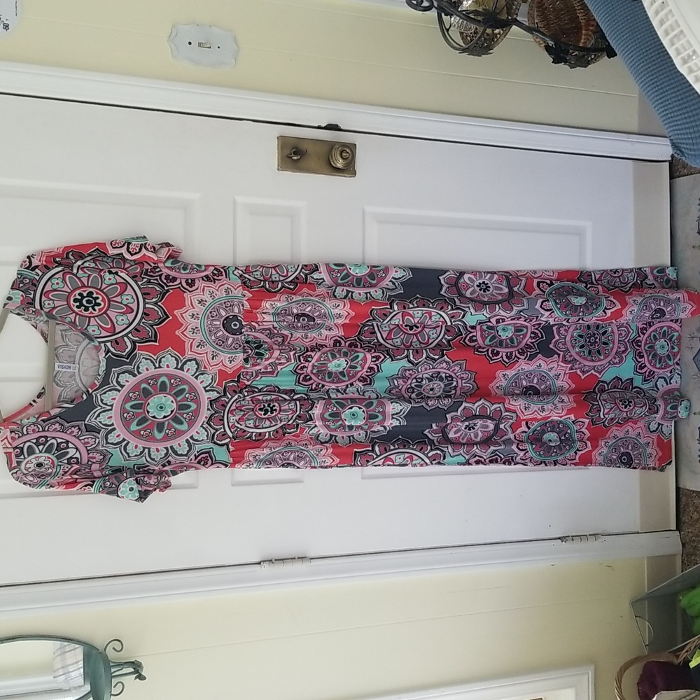 VIISHOW Women's size 2XL Scoopneck, short sleeve, casual maxi dress w/pockets